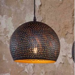 Loftslampe, 3  25 cm skrme, sort-brun metal