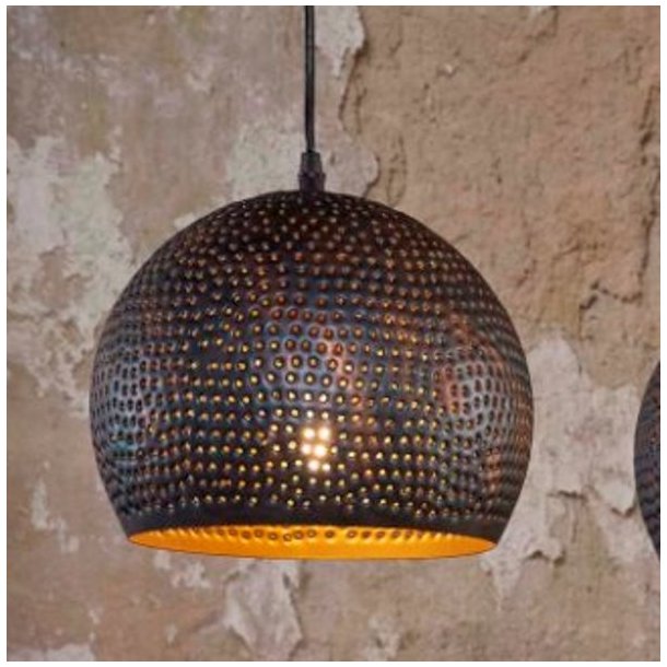Loftslampe, 3  25 cm skrme, sort-brun metal