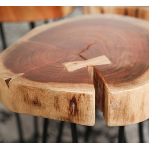 Sofabordsst, metal og massiv akacietr, 2 stk.