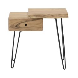 Natbord - Massiv akacie tr og sorte metal ben.