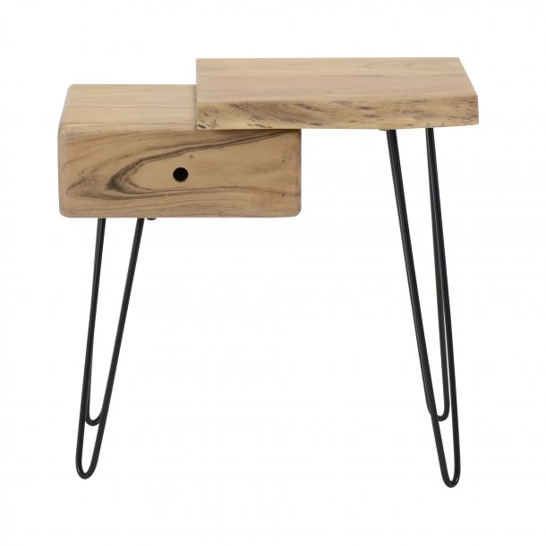 Natbord - Massiv akacie tr og sorte metal ben.