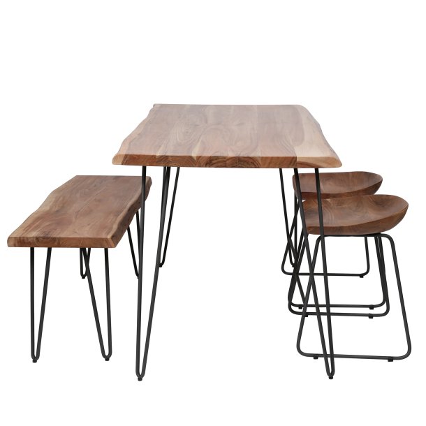 Spisebord i massiv akacietr med naturkant