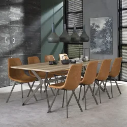 Spisebordsstol i lysebrunt PU lder, 4 stk.