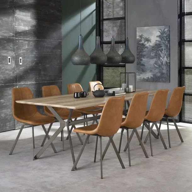 Spisebordsstol i lysebrunt PU lder, 4 stk.