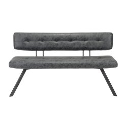 Spisebordsbnk - metal og sort lder look. 150 cm.