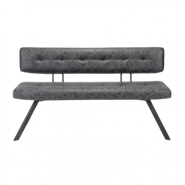 Spisebordsbnk - metal og sort lder look. 150 cm.