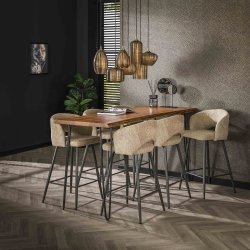 2 Barstol i sandfarvet boucl stof