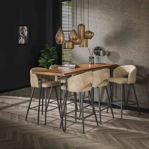 2 Barstol i sandfarvet boucl stof