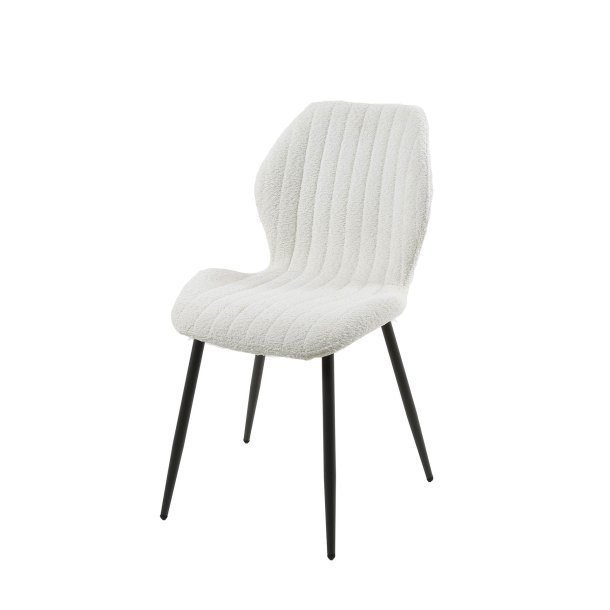 Spisebordsstol i hvid boucl stof