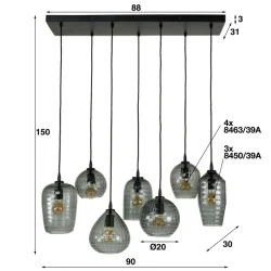 Loftslampe med 7 glaskupler
