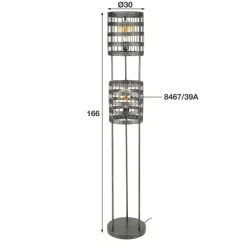 Gulvlampe med 2 skrme i sort nikkel