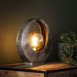 Bordlampe i antik slvfarvet metal