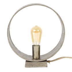 Cirkelformet bordlampe i antik nikkel