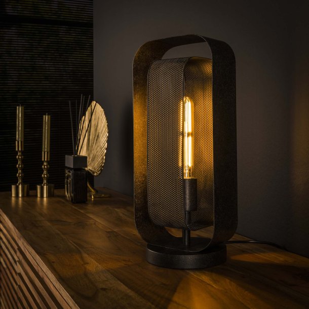 Bordlampe i artic sort metal med drejefunktion