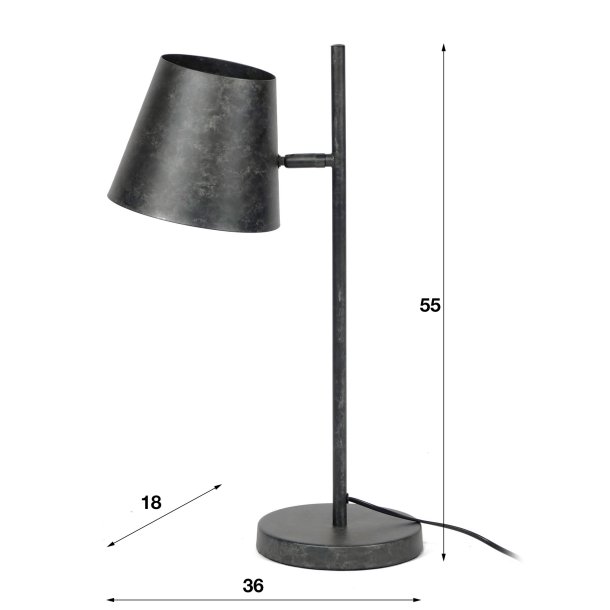 Bordlampe i sort metal