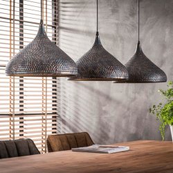 Loftslampe, 3  32 cm skrme, sort-brun metal