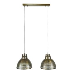 Hndlavet loftslampe med 2 skrme i antik bronze