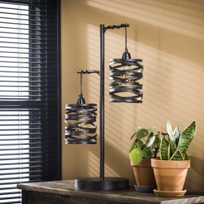 Bordlampe med 2 sk�rme i skifergr� metal