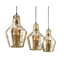 Loftslampe - 3 lampeskrme med ravfarvet glas