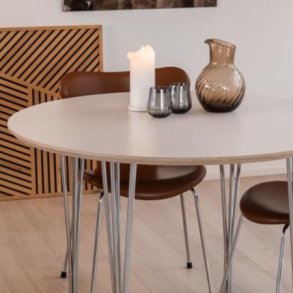 Spisebord, hvid laminat med metalben,  100 cm.