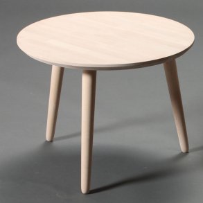 Sofabord i massiv b�g, � 60 cm., h�jde 50 cm.