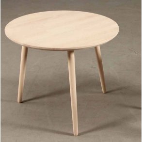 Sofabord i massiv b�g, � 70 cm., h�jde 50 cm.